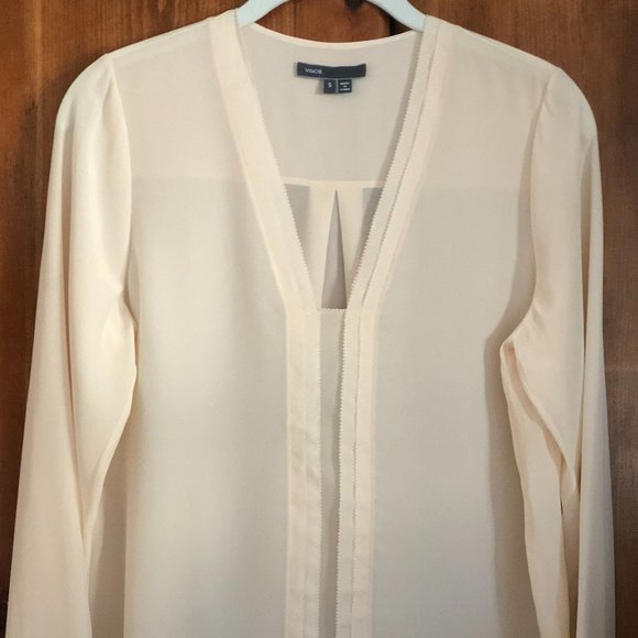 VINCE Picot Edge Silk Blouse - Picture 1 of 15